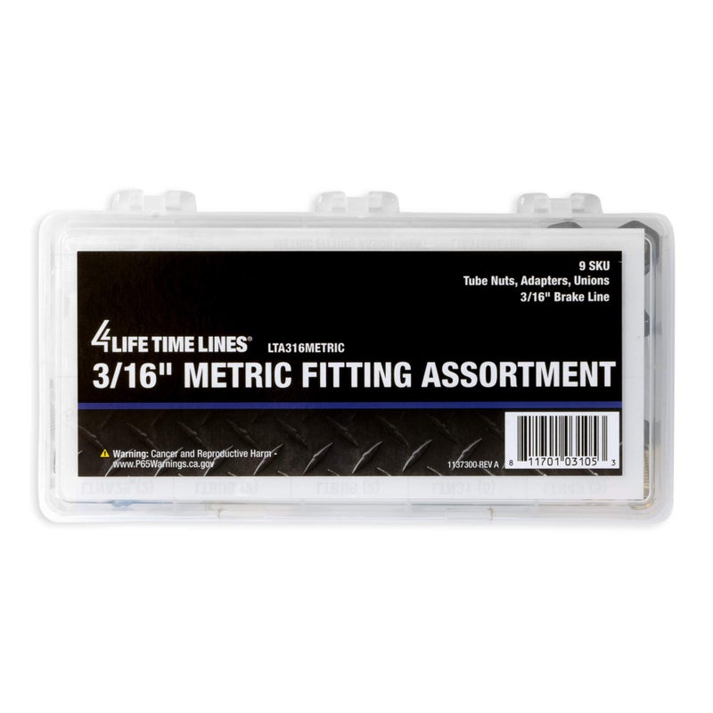 4LIFETIMELINES- 3/16" Metric Fitting Assortment Kit, Tube Nut, Union, Adapter, 9 Popular SKUs, 36 Pieces, 25 Tube Nuts, 4 Unions, 7 Adapters, Shatter Resistant Tackle Box, Brake Line Repair - Image 4